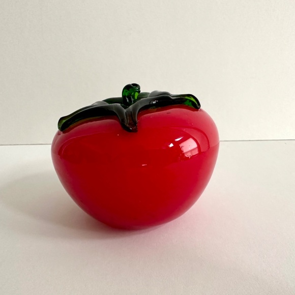 Set of 3 Hand Blown Glass Fruit Murano Style Glass Fruit Tomato, Lemon, & Lime - Picture 6 of 12